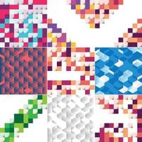 Square colorful geometrical abstract background pack of 9 available vector