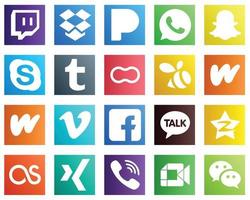 20 íconos de redes sociales para todas sus necesidades, como fb. video. maní. iconos de vimeo y wattpad. creativo y profesional vector