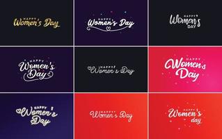 Abstract Happy Women's Day logo with a love vector design in pink. red. and black colors