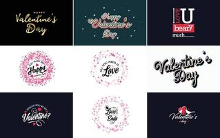 plantilla de banner de feliz día de san valentín con un tema romántico y un esquema de color rojo vector