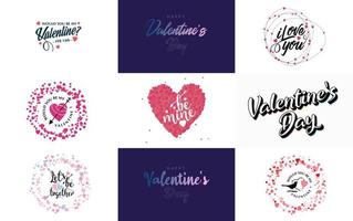 Happy Valentine's Day hand-drawn lettering vector illustration suitable for use in design of flyers. invitations. posters. brochures. and banners