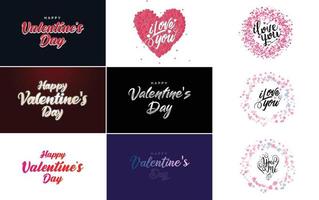 Happy Valentine's Day lettering set vector