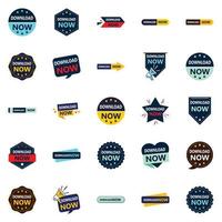 Customizable Download Now Sign Pack 25 Designs vector