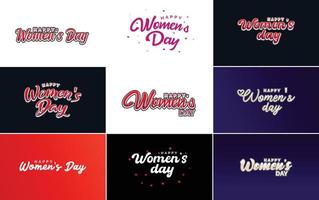 Happy Valentine's Day lettering set vector