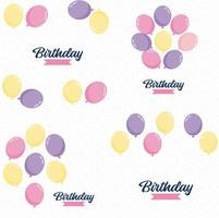 Happy Birthday written in colorful. handwritten script with confetti and streamers in the background vector