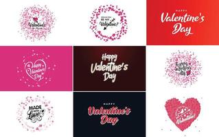 Happy Valentine's Day lettering set vector