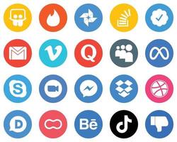 Flat Circle White Icon Set facebook. myspace. gmail. question and video 20 Stylish Icons vector