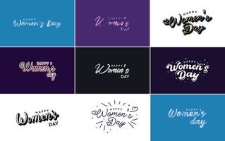 International Women's Day lettering set suitable for use in cards. invitations. banners. posters. postcards. stickers. and social media posts vector