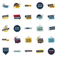 ahorre ahora 25 banners tipográficos llamativos para impulsar el ahorro vector