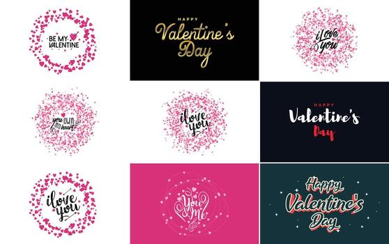 diseño de arte de palabras de amor con un fondo en forma de corazón y un efecto bokeh vector