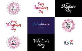 plantilla de banner de feliz día de san valentín con un tema romántico y un esquema de color rosa y rojo vector