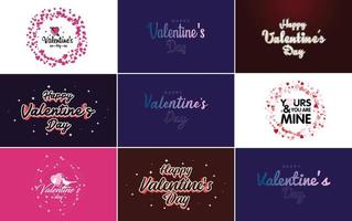 Happy Valentine's Day hand-drawn lettering vector illustration suitable for use in design of flyers. invitations. posters. brochures. and banners