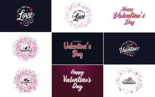Happy Valentine's Day typography design set vector