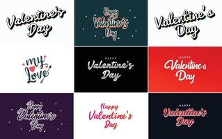 Happy Valentine's Day typography design set vector