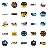 25 Professional Typographic Designs for a refined start message Start Now vector