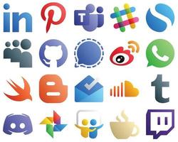 Gradient Social Media Icons Pack 20 icons such as swift. github. china and weibo icons. High quality and minimalist vector