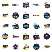 Call Now 25 Modern Typographic Elements to encourage calling vector