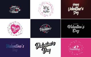 paquete de etiquetas de san valentín de diseño plano rojo vector