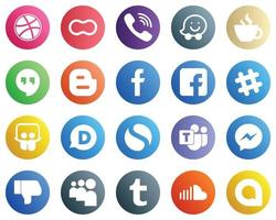 todo en un conjunto de iconos de redes sociales 20 iconos como spotify. pensión completa. cafeína. iconos de facebook y blogger. alta definición y único vector