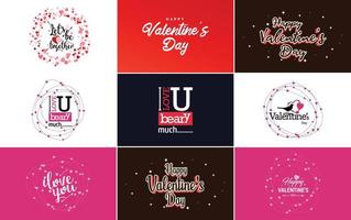 Happy Valentine's Day typography design with hearts and a gradient color scheme vector