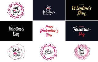 Valentine's and love lettering with heart designs. Suitable for use as a Valentine's Day greeting or in romantic designs vector