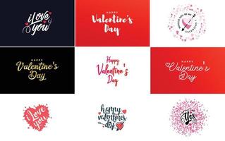 Happy Valentine's Day typography poster with handwritten calligraphy text. isolated on white background vector illustration