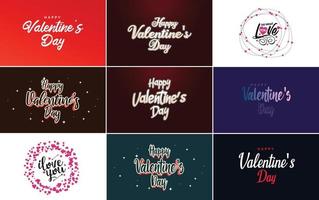 Happy Valentine's Day greeting card template with a romantic theme and a red color scheme vector