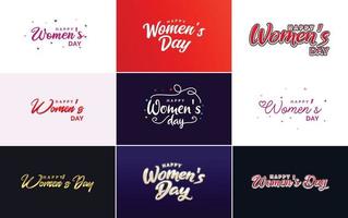 Set of cards with International Women's Day logo and a bright. colorful design vector