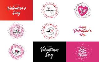 Happy Valentine's Day typography poster with handwritten calligraphy text. isolated on white background vector illustration