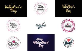 Happy Valentine's Day hand-drawn lettering vector illustration suitable for use in design of flyers. invitations. posters. brochures. and banners