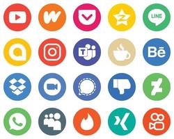 20 Clean White Icons caffeine and line Flat Circle Backgrounds vector