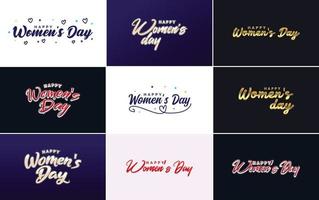 International Women's Day lettering with a love shape. suitable for use in cards. invitations. banners. posters. postcards. stickers. and social media posts vector