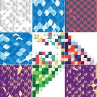 Abstract colorful square background pack of 9 available vector