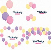 Birthday text with balloons set vector