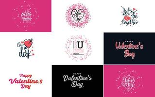 Vector illustration of a heart-shaped wreath with Happy Valentine's Day text