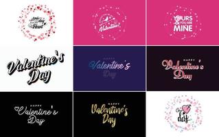 Vector illustration of a heart-shaped wreath with Happy Valentine's Day text