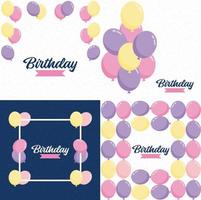 Happy Birthday balloons and text set vector