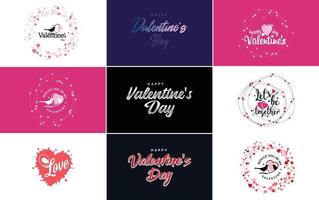 Happy Valentine's Day hand-drawn lettering vector illustration suitable for use in design of flyers. invitations. posters. brochures. and banners