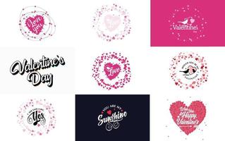 Love word art designs with hearts vector