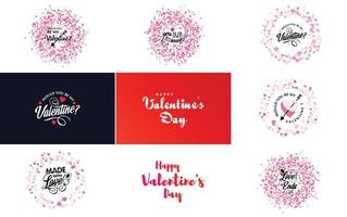 Happy Valentine's Day typography design with hearts vector