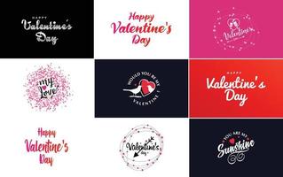 Happy Valentine's Day typography poster with handwritten calligraphy text. isolated on white background vector