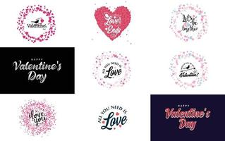 Happy Valentine's Day typography poster with handwritten calligraphy text. isolated on white background vector illustration