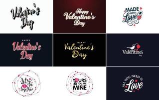 Happy Valentine's Day hand-drawn lettering vector illustration suitable for use in design of flyers. invitations. posters. brochures. and banners