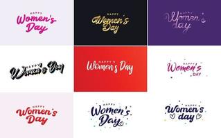 March 8th typographic design set with Happy Women's Day text vector