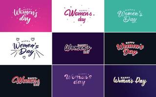 Happy Women's Day typographical design elements set for greeting cards vector