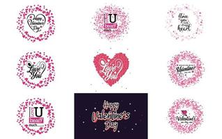 Happy Valentine's Day typography poster with handwritten calligraphy text. isolated on white background vector illustration