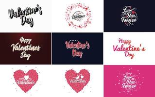 Vector illustration of a heart-shaped wreath with Happy Valentine's Day text