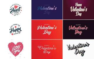 Happy Valentine's Day hand lettering calligraphy text and heart. isolated on white background vector illustration