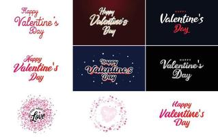 Happy Valentine's Day greeting card template with a floral theme and a pink color scheme vector