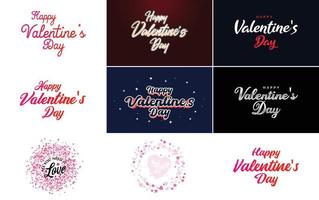 Happy Valentine's Day greeting card template with a floral theme and a pink color scheme vector